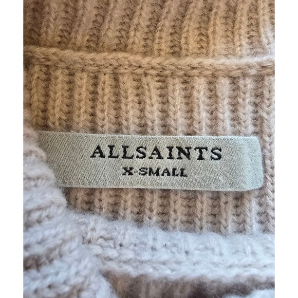 All Saints sura tie neck jumper wool blend sweater light pink women's size XS - Picture 10 of 11